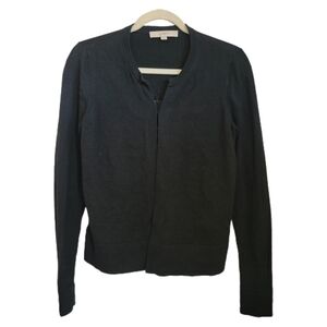 Loft Cardigan Sweater Womens S Small Black Long Sleeve Back Cut Out